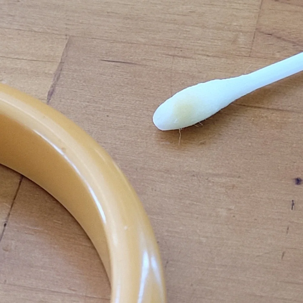 Vintage 1930s Butterscotch Bakelite Floral Bangle Bracelet Tested